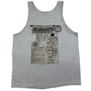 Vintage White Water Rafting Arkansas River Colorado Heather Gray Tank Top Large